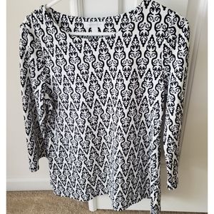 Printed Black and White Blouse
